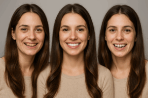 triplets two with cosmetic dentistry needs