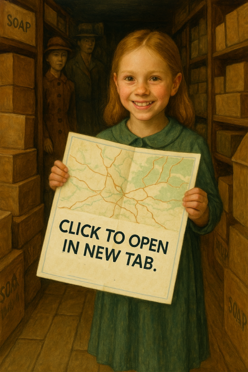 Girl with map illustration, click to open Google Maps